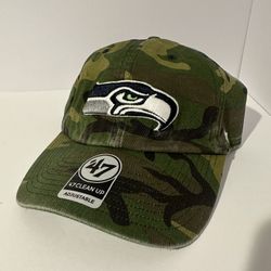 SEATTLE SEAHAWKS NFL '47 BRAND Camo Adult Clean-Up Adjustable Cap Hat NWT New With Tags Football