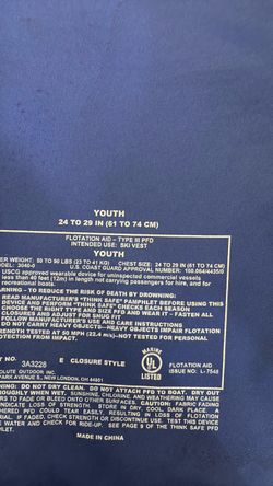 Youth Type III PFD Ski Vest Life Jacket