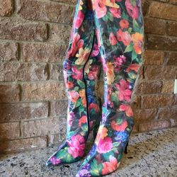 Fashion Nova Floral Heeled Boots - Multicolor