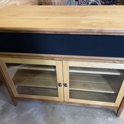 Solid Wood TV Stand With Soundbar Compartment 