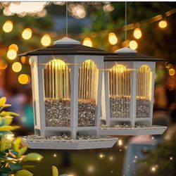 2 Pack Solar Bird Feeders for Outdoors Hanging - Attract Wild Birds & Cardinals, Elegant Minimalist