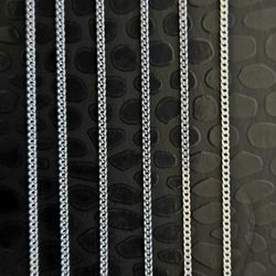 . 925 STERLING SILVER FLAT CUBAN CURB LINK CHAIN/NECKLACE 2MM 20"