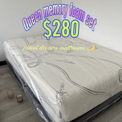Queen Size Memory Foam Mattress With Box Spring Included 