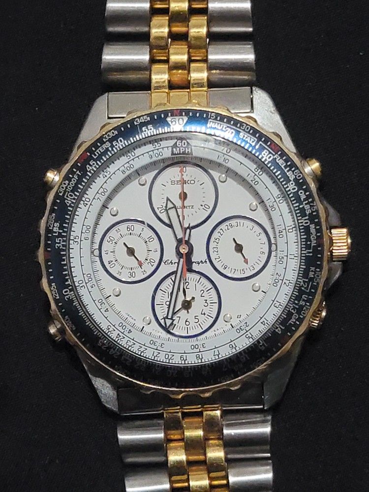 Seiko Flightmaster White Men's Watch - 7T34-6A09