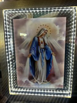 Catholic Art Work With Inside Lighting . Gives Special Feeling