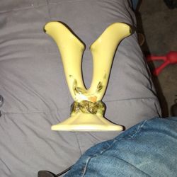 1950s Hull Pottery Woodland Double Bud Vase Green With Pink Floral