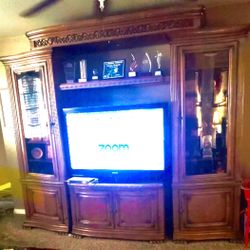 Large Wood Entertainment Center Wall Unit