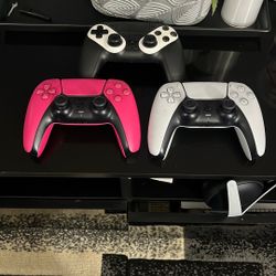 Playstation Controllers Pink Black White