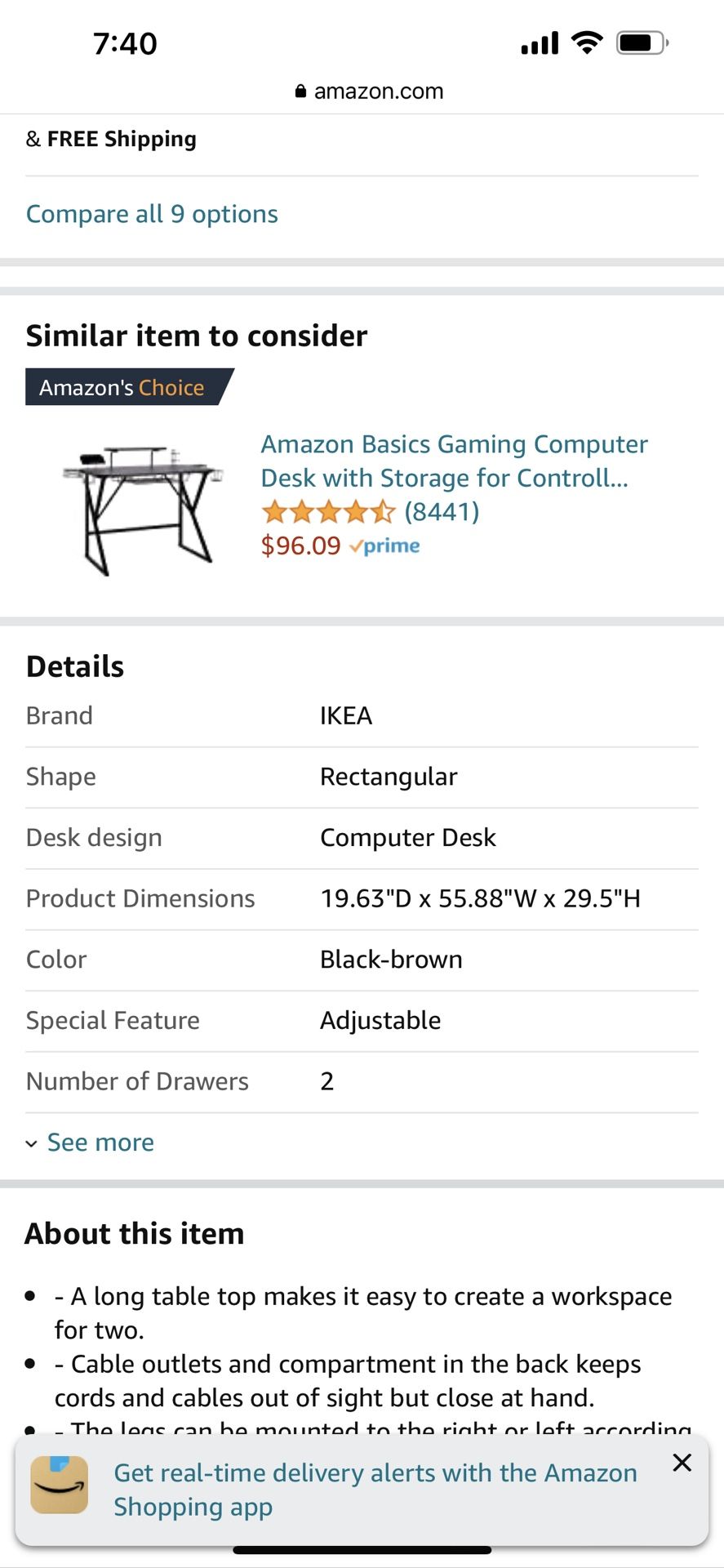 IKEA Computer Micke Desk Black-Brown