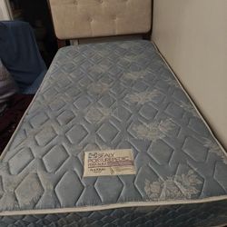 Twin Bed With Headboard And Frame And Box Spring And Mattress 