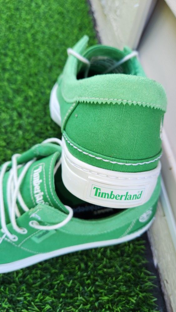 Timberland Men’s Green Canvas Shoes – Size 10