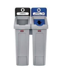 Rubbermaid Commercial  Slim Jim Recycling Station, 2 Stream Landfill/ Mixed Recycling $100 discount   Hurry this commercial trash cans heavy Duty we t
