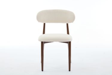 Dining Chairs Set of 2, Metal Kitchen Chairs with Modern Fabric Upholstered for Dining Room, Beige