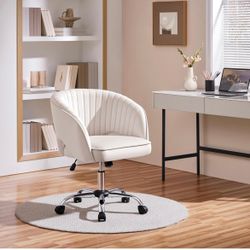 Cute Desk Chair Velvet Vanity Chair with Wheels Home Office Upholstered Modern Swivel Armchair with Tufted Barrel Back for Study, Vanity, Bedroom Crea
