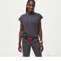 Figs- Rafaela Three Pocket Scrub Top Charcoal Grey 