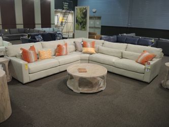 Softline Visconti Ivory Leather 3 Piece Sectional