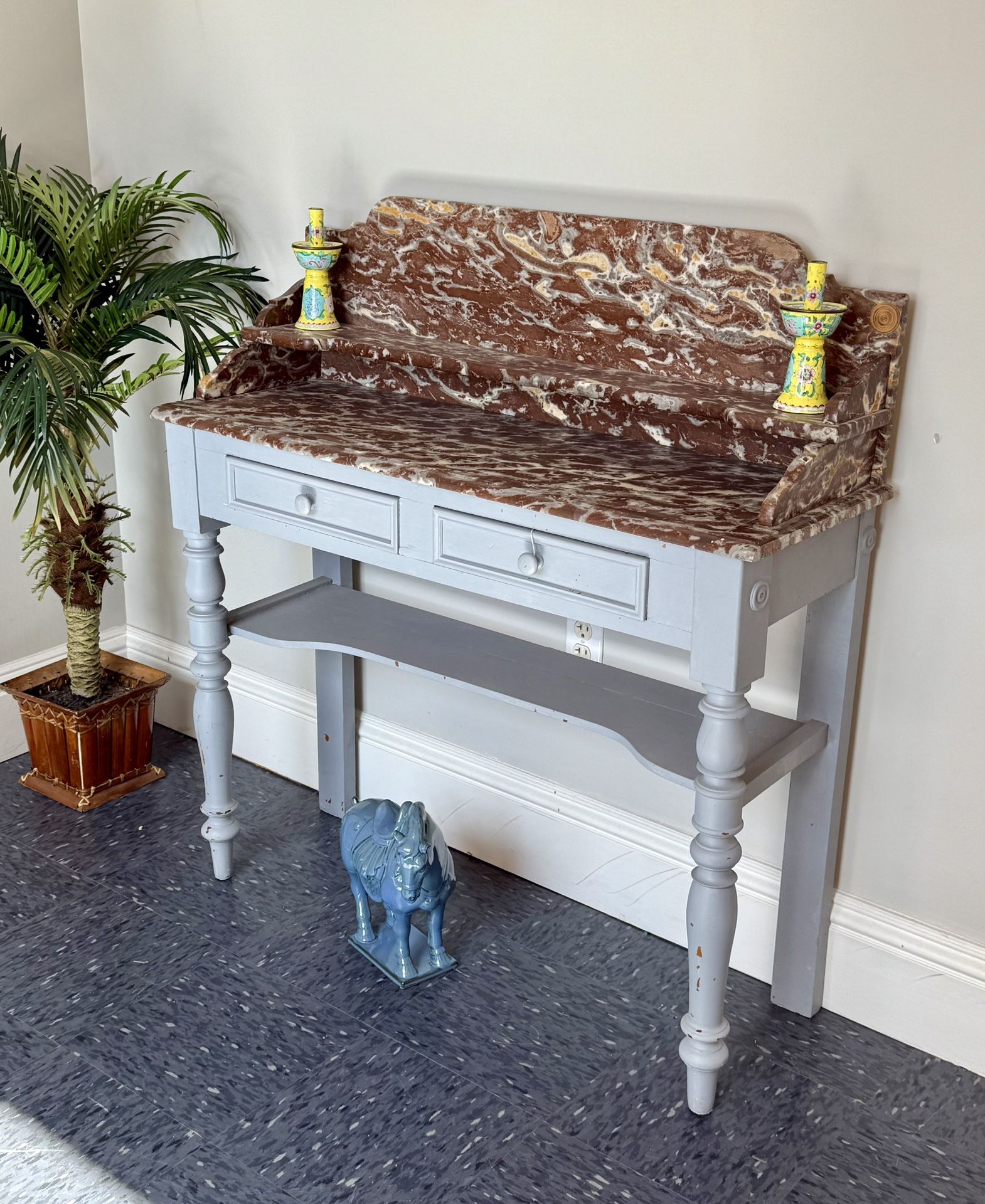 Antique Marble Sideboard Table (Delivery Service Available)