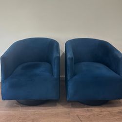 Vintage Set of Navy Swivel Chairs