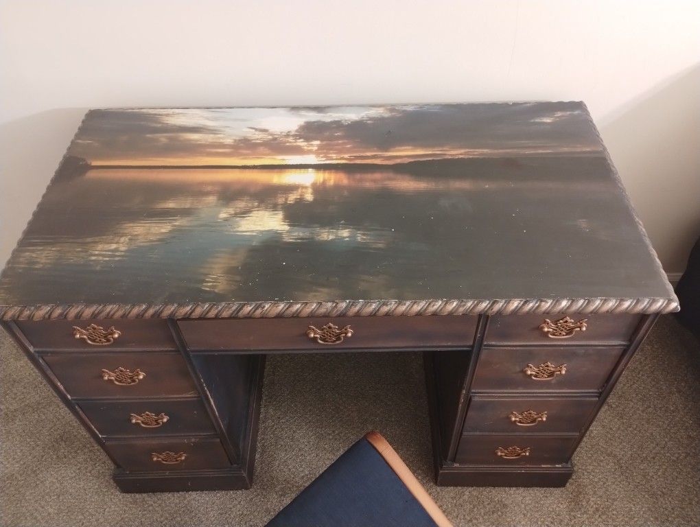 Solid Wood Desk With Chair