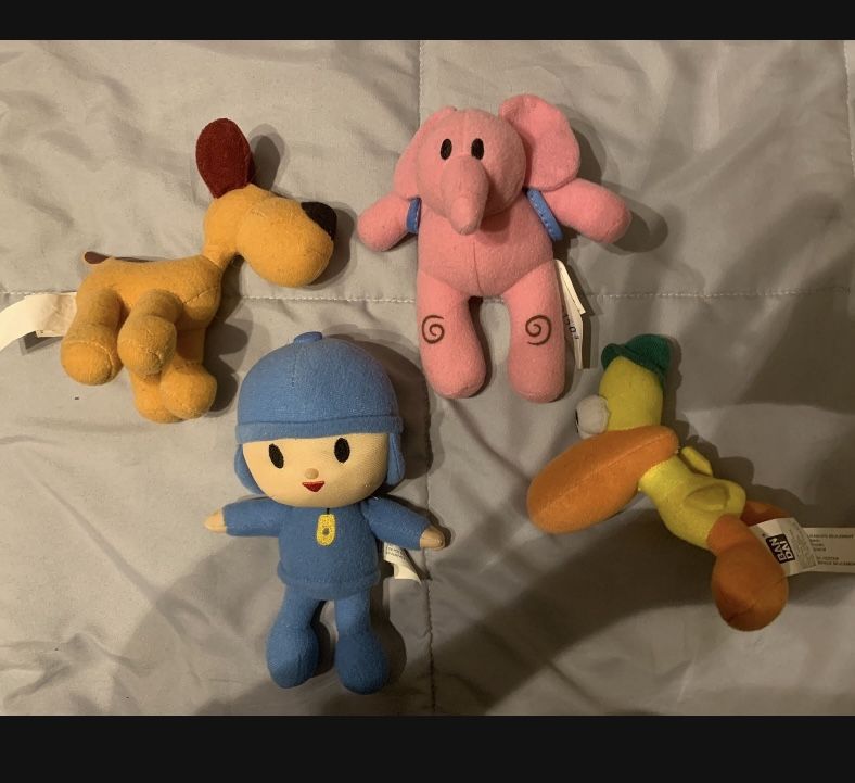 Pocoyo Plushies Set Poceyo,Pato,Elly And Loula  5 To 6 Inches High