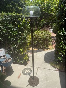 Bronze Floor Lamp with Clear Glass Bowl Shade
