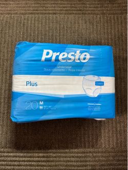 Presto Plus Adult Protective Underwear Diapers Medium Size | Multiple Unopened Packs for Sale