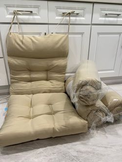 Brand new! 4 Pieces Outdoor Seat Cushion 44"x21"x4" ,Beige Tufted thick padding with built-in ties, universal replacement cushions for all outdoor wic