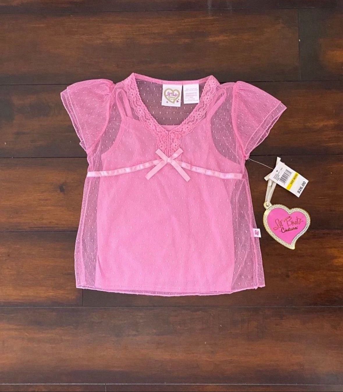 Little Girls Clothes New Pink Lace Shirt With Cami Size 6T/6X