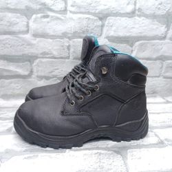 Hytest Safety Attach Steel Toe 6” Work Boot Black Size 8 W 