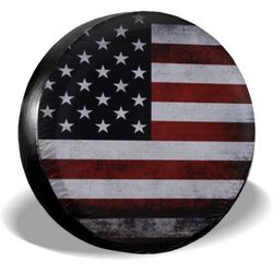 Waldeal Happy Camper American Flag Spare Tire Covers