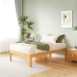 Brand New In The Box- ZIYOO 18 Inch Twin Size Natural Bamboo Platform Bed Frame, Modern Minimalist Design, Easy Assembly, Heavy Duty Support, No Box S
