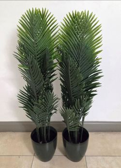 *** NEW LOW PRICE *** PAIR of 52" Faux Areca Palms in 11" Green/Blue Resin Planters (2 for $90) @ Lasting Creations