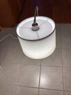 Beautiful Modern Table Lamp With Brushed Nickel  Finish and Fabric Drum  Shade. Shade Size :  11”Diameter-  Base Size : 9”Diameter-27” Tall.2