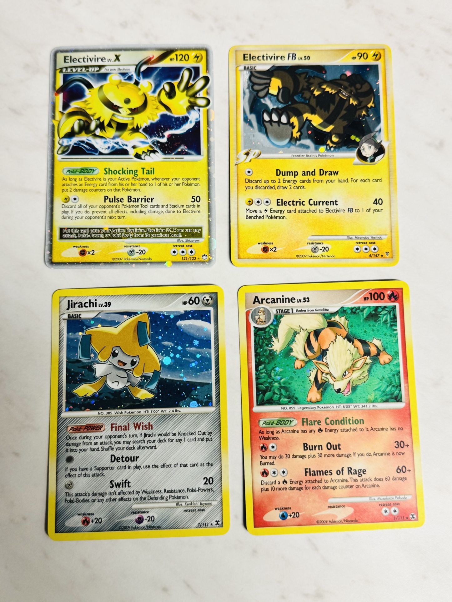 Pokémon Cards Electivire,Arcanine,Jirachi,
