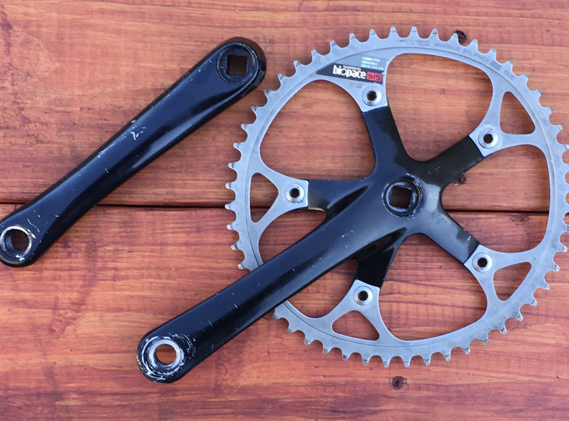 Shimano Biopace SIS 52T vintage chainring & cranks