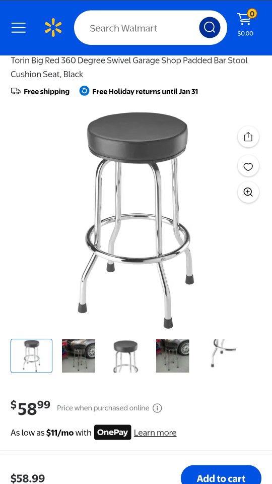 2 Bar Stool Chairs Torin 360 Degree Swivel Home Garage