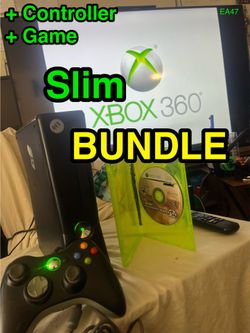 Xbox 360 Slim Bundle • Console + Controller + Games (See description notes)