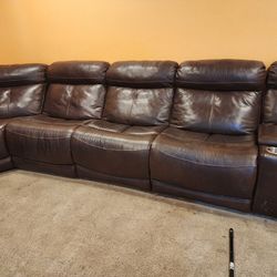 Leather sofa set in brown color