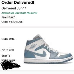 Women’s 7 Jordan 1 2022 Mid UNC 