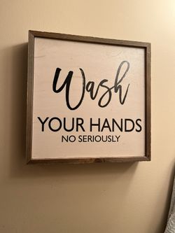 Wood Bathroom Art Sign