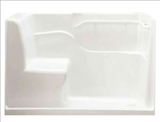 American Standard https://offerup.com/redirect/?o=MzA2MFNILlJX 30-Inch By 60-Inch Seated Shower with Drain, White, Right Hand