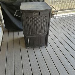 Patio Cooler with Cabinet And Wire Basket.