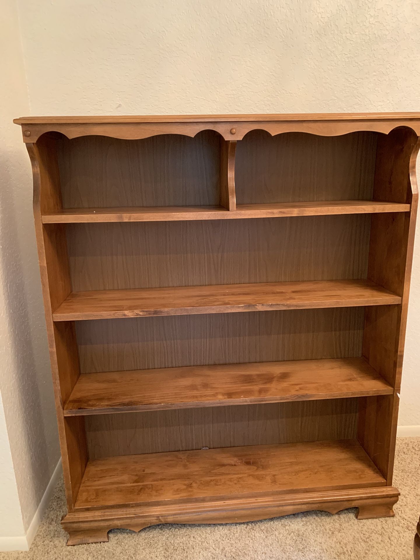 Mid Century Modern Solid Wood Bookcase with 4 shelves