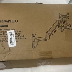 HUANUO Computer Monitor Wall Mount for 22 to 35 inch Flat Curved Screens, Single Wall Mount Monitor Arm Holds up to 26.4lbs, Height Adjustable Full Mo