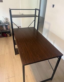 Computer Desk with Built-In Shelves