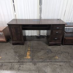 Not attached Dark Wood Computer Desk with Storage Cabinet