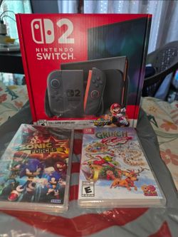Nintendo Switch 2 Mario Kart and five games unopened. Price is firm no lower and no trades.