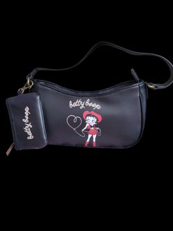 Betty Boop Black Cowgirl Faux Leather Shoulder Bag