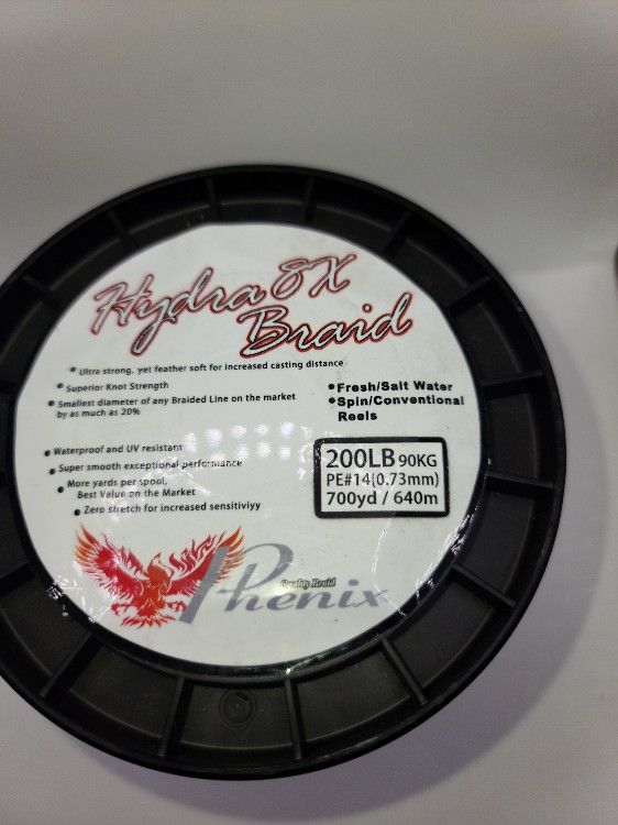Phenix Hydra 8x 200lb 700yd White Braided Fishing Line 