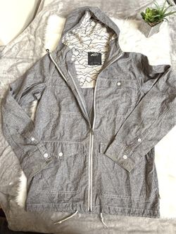 Vans Gray Hooded Jacket with Zip and Pockets Size Small